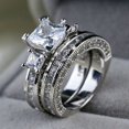 thumbnail image 4 of Square  Couple Ring Set Two Ladies Pair Ring Alloy Square Zirconia Ring Wedding Ring, 4 of 5