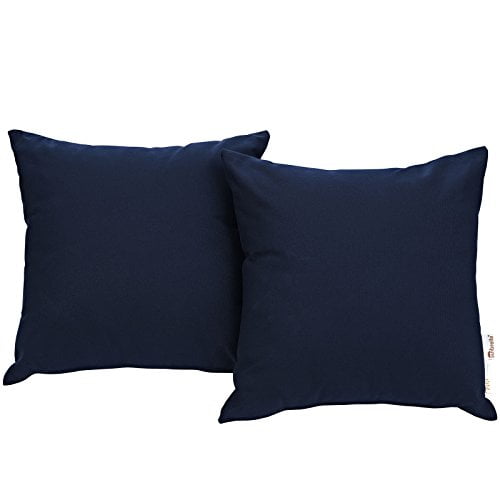 Modway Summon Outdoor Patio Two All-Weather Decor Throw Pillows Sunbrella Fabric in Navy