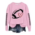 thumbnail image 1 of Aocisk Femmes Manches Longues Football Graphique Lettre Imprimée Col Rond Léger Chandail à Capuchon chandail Chandails en Molleton Haut Manches Longues Blouse Rose TTG, 1 of 4