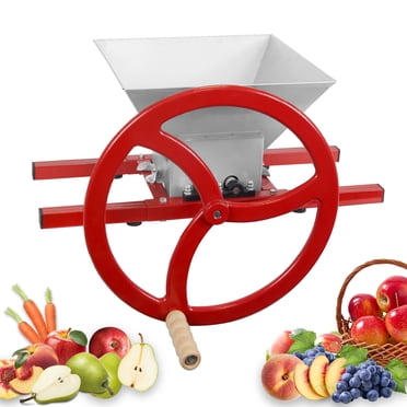 Biltek Broyeur de Fruits & Broyeur de Pommes pour Presse à Cidre & Machine à Vin de Fruits, Râpe à Légumes en Acier Inoxydable avec Manivelle Manuelle Facile à Utiliser, Roue Libre en Fonte Améliorée, 1.8 Gal (7-L)