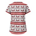 thumbnail image 3 of TIMIFIS Haut de Sarrau Rouge pour Femmes, Haut Cache-Cœur Imprimé de Noël pour les Fêtes, Chemise à Encolure, Bonhomme de Neige, Manches Courtes, Col en V, Tunique d'Infirmière pour le Travail, Blouse d'Uniforme de Travail avec Poches - Rouge Automne/hiver, 3 of 4
