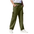 thumbnail image 1 of Children's Solid Color Stretch-Belt Work Pants with Pockets, Medium Size Casual Baggy Pants, Adult Version, 1 of 6