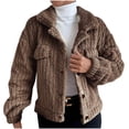 thumbnail image 2 of IROINID Veste Courte Décontractée pour Femme à Revers en Pointe, Blouson Bomber Uni à Manches Longues, Brun, 2 of 8