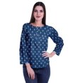 thumbnail image 2 of Moomaya Printed Button Placket Full Sleeve Top Round Neck WoMen's Casual Summer Tunic, 2 of 5