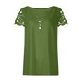 thumbnail image 3 of Timegard Womens Summer Tops Notched V-Neck Button Lace Short Sleeve Solid Color Dressy Casual Tunic Tops, 3 of 4