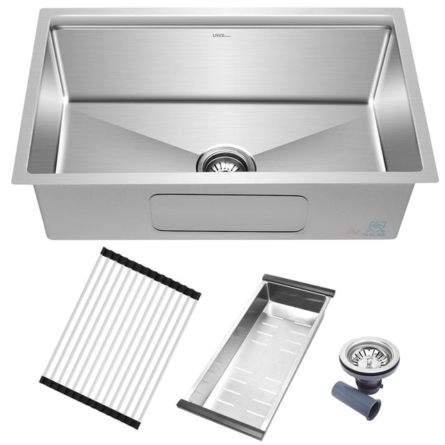30 Inch Single Bowl Top Mount Stainless Steel Kitchen Sink - LIVINGbasics®