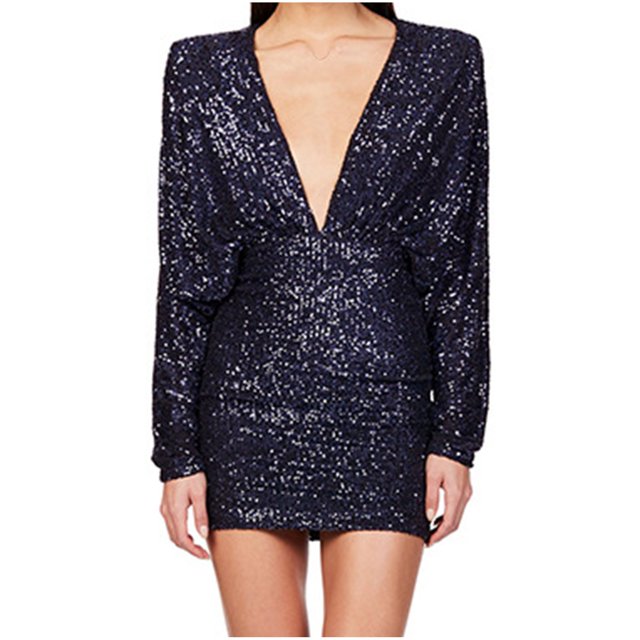 Pisexur Robes pour Femmes Robe de Cocktail à Col en V Profond Robe de Soirée à Paillettes de Mode Robe de Boîte de Nuit de Fête Tunique Dos Ouvert Robes de Retour à la Maison Robe Élégante pour Invitée de Mariage Robe Midi