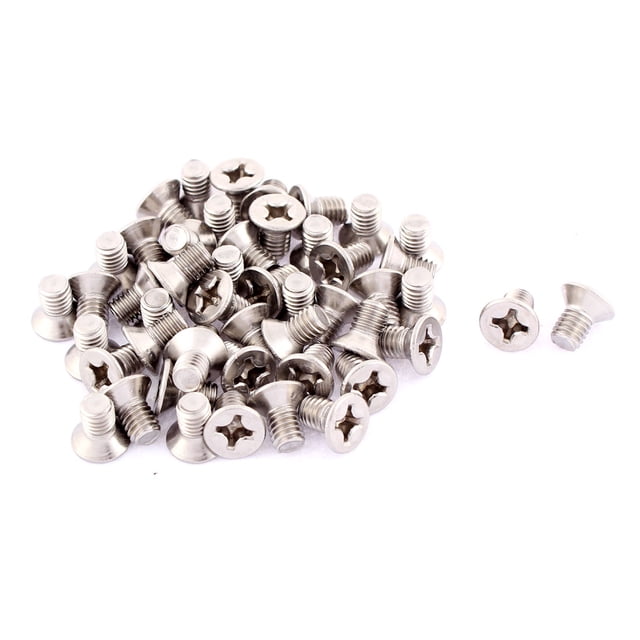 Unique Bargains M6 x 10mm Phillips Head Countersunk Bolts Machine Screws Fasteners 50pcs