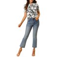 thumbnail image 2 of GRACE & GRANDEUR Blouse Florale Décontractée à Manches Courtes pour Femme, à Volants, Col Noué, m Blanc, 2 of 7