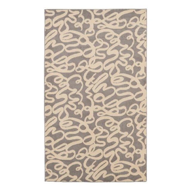 Linon Calibri Sasha Polypropylene 4'3"x7'3" Rug in Gray and Bone