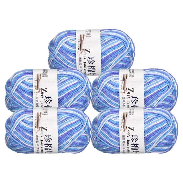 Unique Bargains Cotton Blend Blue Yarn, 5 Pack, 50g Each