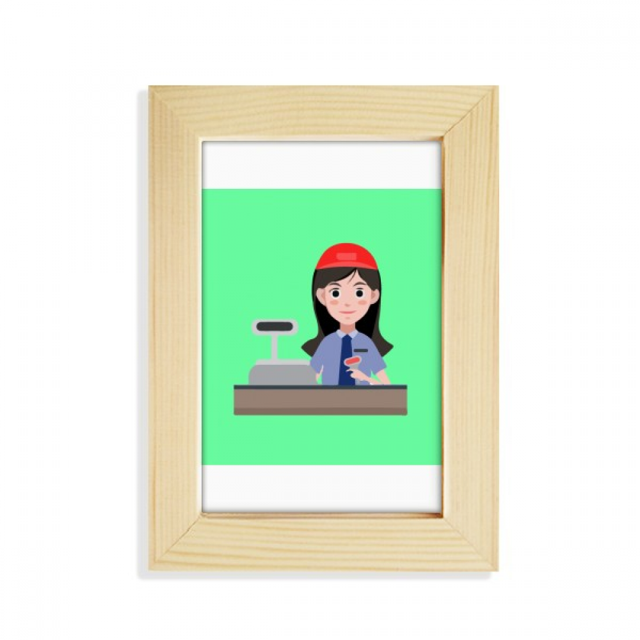Service Cashier Supermarket Checkout Desktop Display Photo Frame Picture Art Painting 5x7 inch