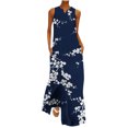 thumbnail image 2 of Robe Femme Mode Femme Col en V Sans Manches Été Soirée Fête Imprimée Dames Poche Gilet Longue Robe Aguichant Robe d'Été en Liquidation, 2 of 6