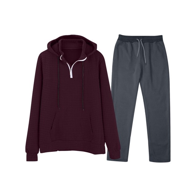 Gspmoly Mens Sweatshirt, Men'S Casual Oversize Solid Color Drawstring Trouser Long Sleeve Hooded Set Going Out Tops Prime Deals