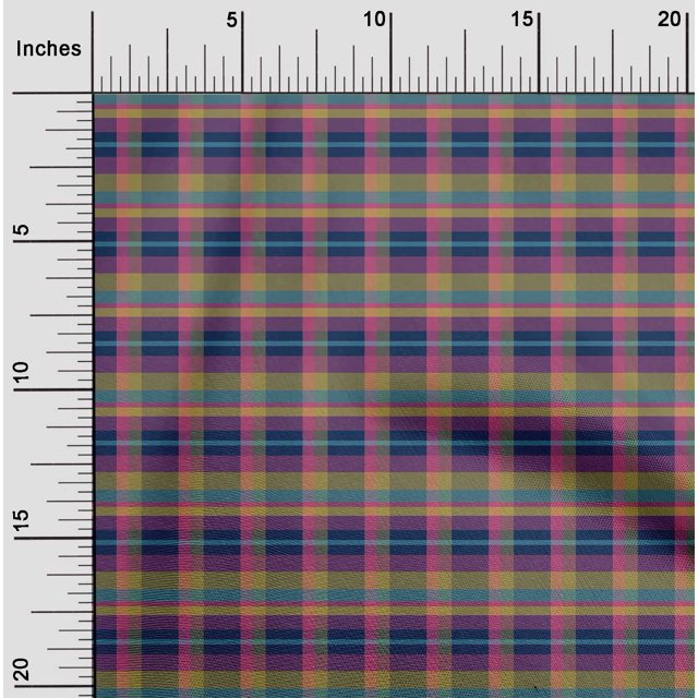 oneOone Cotton Flex Fabric Madras Check Print Sewing Fabric BTY 40 Inch Wide
