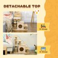 thumbnail image 4 of PawHut Escaliers pour Chat à Hauteur Réglable avec Poteau à Griffer pour Sofa, Beige, 4 of 10
