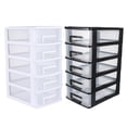 thumbnail image 2 of Multifunctional Five-layer Storage Cabinet Plastic Drawer Type Closet Portable Dustproof Storage Case Organizer Sundries Holder (Black and Transparent), 2 of 6