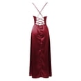 thumbnail image 5 of Puawkoer Robe Formelle pour Femme Robes de Soirée Formelles Petite Brillante Froncée Fente à la Cuisse Robe à Col en V Ajourée Fente Haute Robe Queue Appliqué de Fleurs Manche en Maille Robe Ajustée Design Convenable, 5 of 5