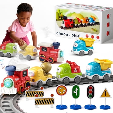Dimoarch Train Set Toys for 1 2 3 Year Old Boys Girls, Toddlers Electric Train Cars Track Play Set with Steam, Light & Music, Magnetic Train for Boys Ages 2 3 4, Christmas Birthday Gifts