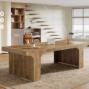 Tribesigns 70.9" Bureau de la direction avec le design arqué, grand bureau informatique de grain de bois pour le bureau à domicile, espace de travail de la table de rédaction moderne