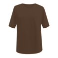 thumbnail image 5 of WEIYLL Women's T Shirts Ladies Basic Solid Color V Neck Short Sleeve Brown Tee Sizes M, 5 of 5