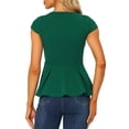 thumbnail image 3 of INSPIRE CHIC Hauts à Basque pour Femmes Manches Cap Rond Blouses Unies TP Vert, 3 of 6
