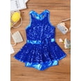 thumbnail image 3 of Hansber Robe de Danse Jazz Latine pour Filles Sequins Dos Ouvert Justaucorps de Ballet Performance de Scène Bleu Royal 8, 3 of 6