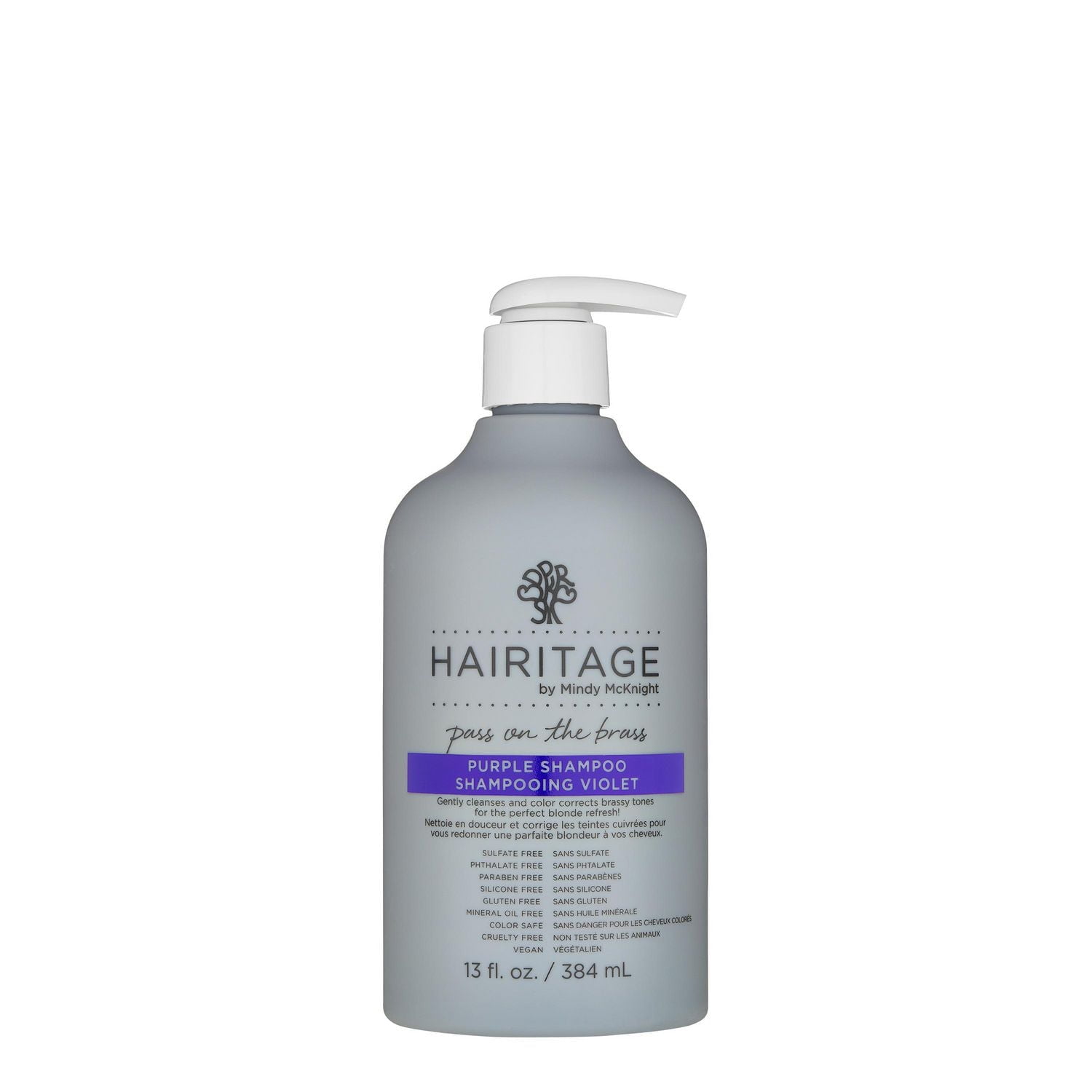 Hairitage Pass on the Brass Purple Shampoo with Jojoba Oil for Blonde & Color-Treated Hair, 384ml