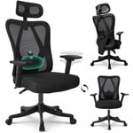 MotionGrey - MC3 Président du Bureau ergonomique - Support de dos en maille haute confortable avec accoudoirs réglables - Chaises PC Black Desk Parfaites pour les jeux à domicile et les bureaux