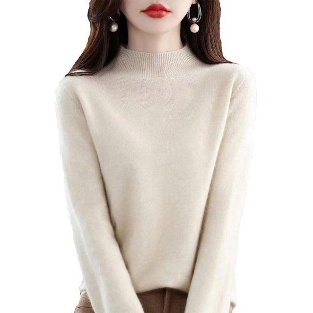 Women‘s Wool Sweaters Mock Turtle Neck Lightweight Long Sleeve Cozy Warm Fall Winter Pullover Tops