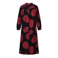 thumbnail image 4 of Robes Maxi pour Femmes 2023 Mode pour Femmes Col en V Ample Manches Longues Coton Lin Imprimé Robe Longueur Cheville Robe Longue Robe Midi à Manches Longues en Liquidation, 4 of 8