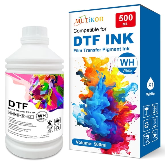 DTF White Ink 500ml, Compatible Replacements for Printers et-8500 et-8550 3020 l1000 l1800 xp15000, White DTF Refill for L805 XP600 DX7 DX5, 1 Pack Heat Transfer Ink Conv