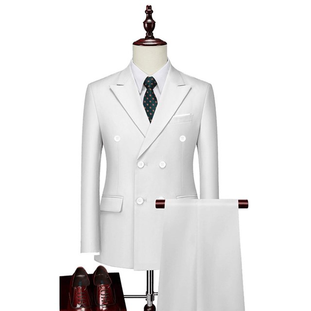 Pants for Men Double Breasted Pocket Long Sleeve Lapel Suit Set Multi Color Groom