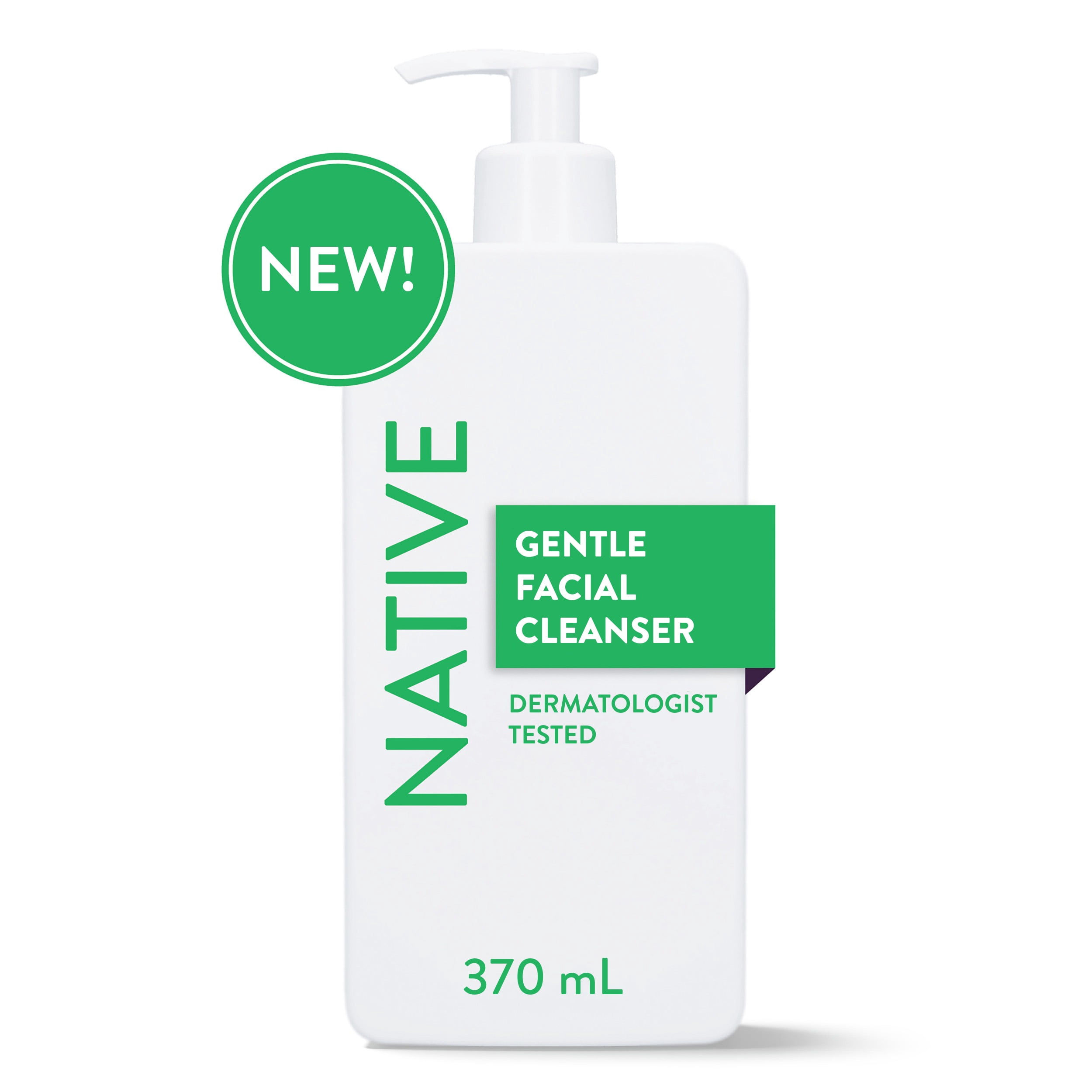 Nettoyant doux pour le visage Native pour peau sensible, sans parfum, sans sulfate, avec vitamine B3 et aloès, testé dermatologiquement, 370 mL