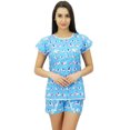 thumbnail image 1 of Bimba Ensemble de Nuit Mignon pour Femmes en Coton, Haut Boutonné avec Short, 1 of 7