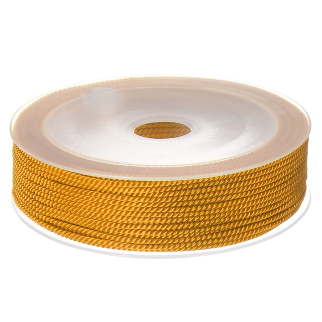 Unique Bargains Twisted Nylon Twine Thread Beading Cord 1.5mm 20M/65 Feet Extra Strong Braided Nylon String, Golden