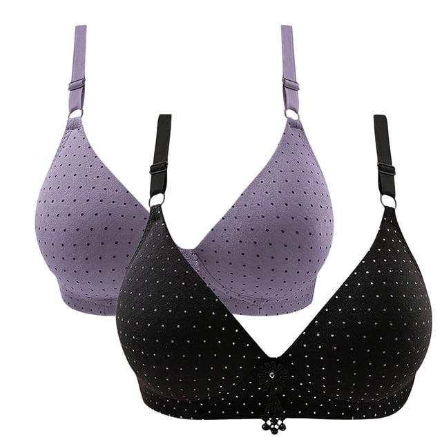 Timegard 2pc Wireless Bras for Women Breathable Comfort Adjustable Strap High Support Everyday Bralette