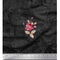 thumbnail image 1 of Soimoi Tissu de Velours Texture, Feuilles & Rose Fleur Tissu Imprimé 1 Yard 58 Inch Wide, 1 of 3