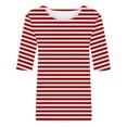 thumbnail image 5 of Enjoytime Blouses Grande Taille pour Femmes à Rayures Col Ras du Cou Manches Mi-Longues Chemises Décontractées Hauts de Travail de Bureau, 5 of 5
