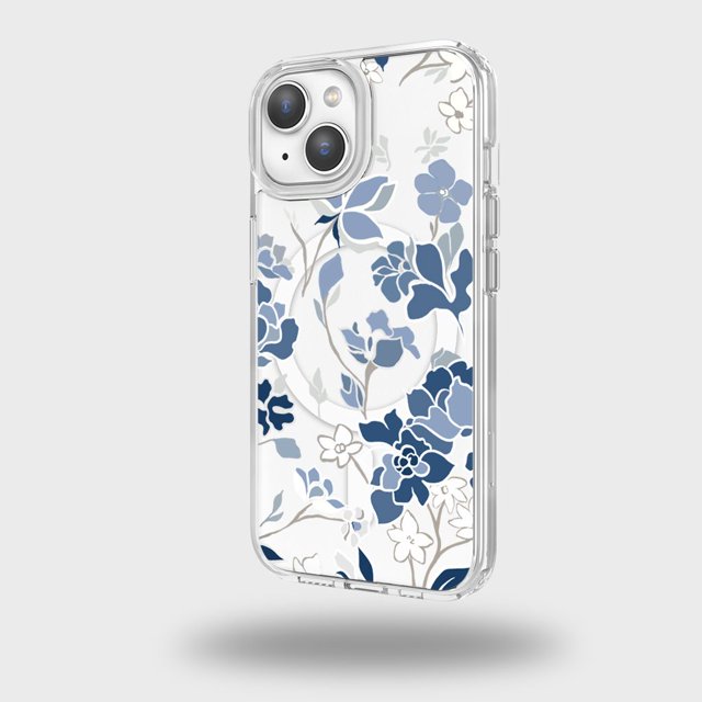 Caseco Mag-SafeiPhone 15 Blue Pattern Clear Case