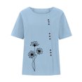 thumbnail image 4 of Pisexur T-Shirts Surdimensionnés Mode Pissenlit Graphique en Lin de Coton d'Été pour Femmes Manches Courtes Tops 2024 Casual Été Blouse Col Rond Tops, 4 of 5