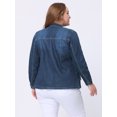 thumbnail image 4 of GRACE & GRANDEUR Women's Plus Size Stand Collar Zip Closure Drawstring Denim Jacket Navy Blue 1X, 4 of 5
