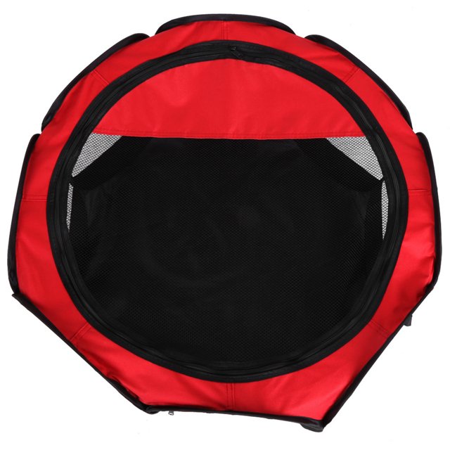 Dog Mesh Cage Pet Cat Dog Portable Foldable Cage Exercise & Play Tent Mesh Cover Indoor/Outdoor Use Red