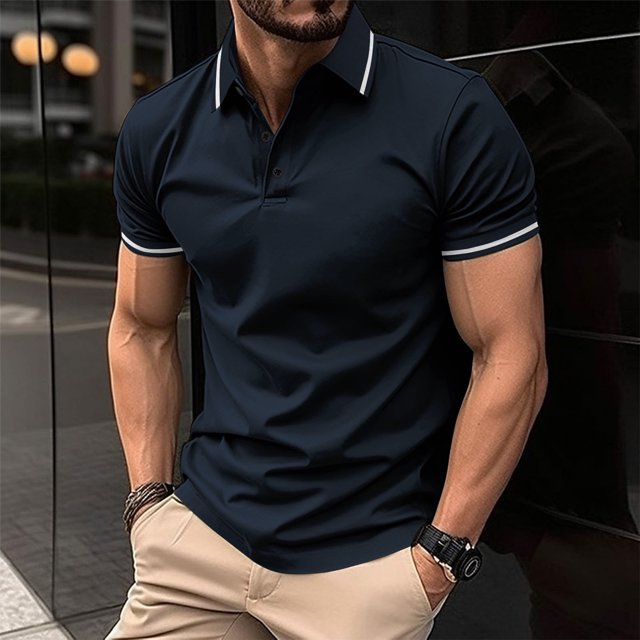 ylioge Golf Shirts for Men Office Work Short Sleeve Pullover Tees Tops Button Collared Solid Color Casual Breathable Basic Loose Athletic Tshirts