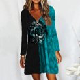 thumbnail image 1 of Robe Ample Décontractée pour Femmes à Col en V Classique à Manches Longues avec Imprimé Floral, 1 of 4