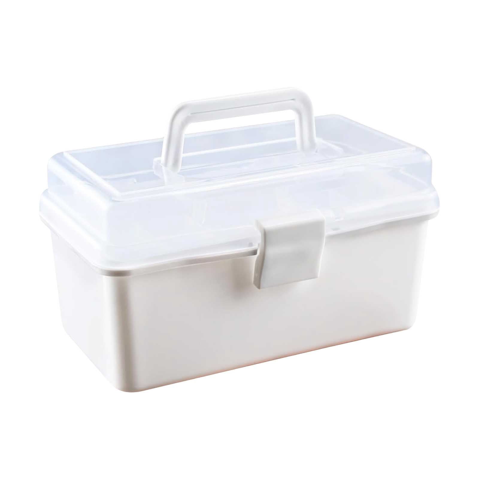 First Aid Kit 12.9Inch Transparent Plastic Empty Multipurpose Tackle Box with Gray Handle and Removable Tray for Tools First Aid Sewing Kit Arts Crafts Supplies Storage Fishing Tackle Box