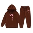 thumbnail image 4 of FhsagQ Outfits for Girls Children's Hoodie Set with Bow Print Girls Spring Outfits 4T Spring Coffee 12-13 Years, 4 of 4