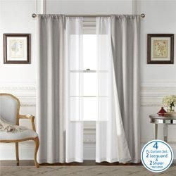 Mainstays 4 Piece Wave Jacquard Window Curtains Panel Set, Dark Grey, 27.5" W x 84" L