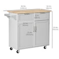 thumbnail image 3 of HOMCOM Rolling Kitchen Island with Storage Cabinet, Drawers, Towel Rack, 3 of 10