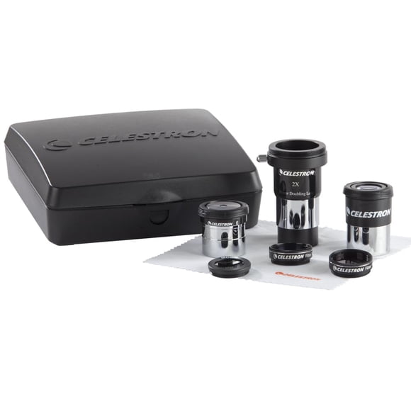 Celestron AstroMaster 8-Piece Eyepiece & Filter Accessory Kit - Includes Two 1.25” Eyepieces, 2X Barlow Lens, Three Filters, Cleaning Cloth and